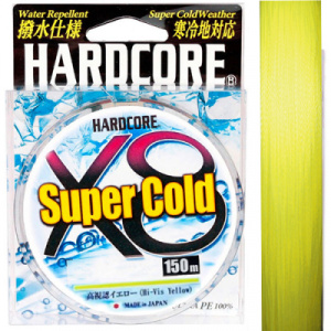 Шнур плетеный Duel Hardcore Super Cold X8 150м. Hi-Vis Yellow #2.0 (0.24мм.) 16.0кг.