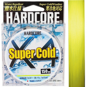 Шнур плетеный Duel Hardcore Super Cold X4 150м. Hi-Vis Yellow #1.2 (0.19мм.) 9.0кг.