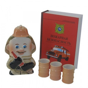 Набор подарочный фляжка+3рюмки в книге Пожарный