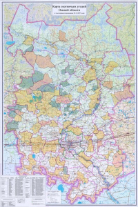Карта охотхозяйств Омской обл. ламинированная 