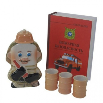 Набор подарочный фляжка+3рюмки в книге Пожарный